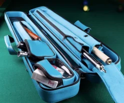Molinari 2 Butt 4 Shaft Cyan/Black Flat Cue Case -Billiards Sale mlcf24 01 1