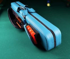 Molinari 2 Butt 4 Shaft Black/Cyan Hybrid Cue Case -Billiards Sale mlcf24 02 3